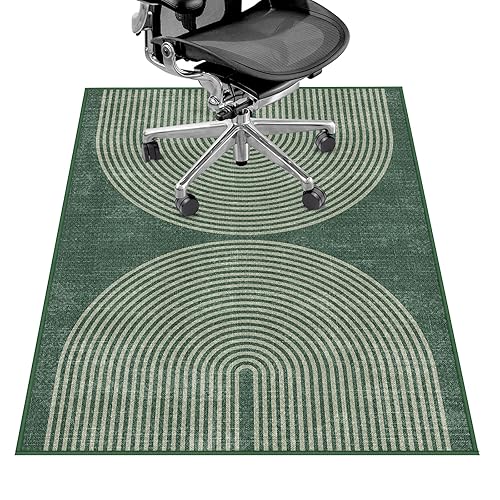 Office Chair Mat for Hardwood Floor&Tile Floor,36"X 48" Heavy Duty Desk Chair Mat for Hard Floors,Under Desk Rug for Rolling Computer Chair,Anti Slip,Low Pile Carpet Floor-Geo Green - 36"X 48" - Geo Green
