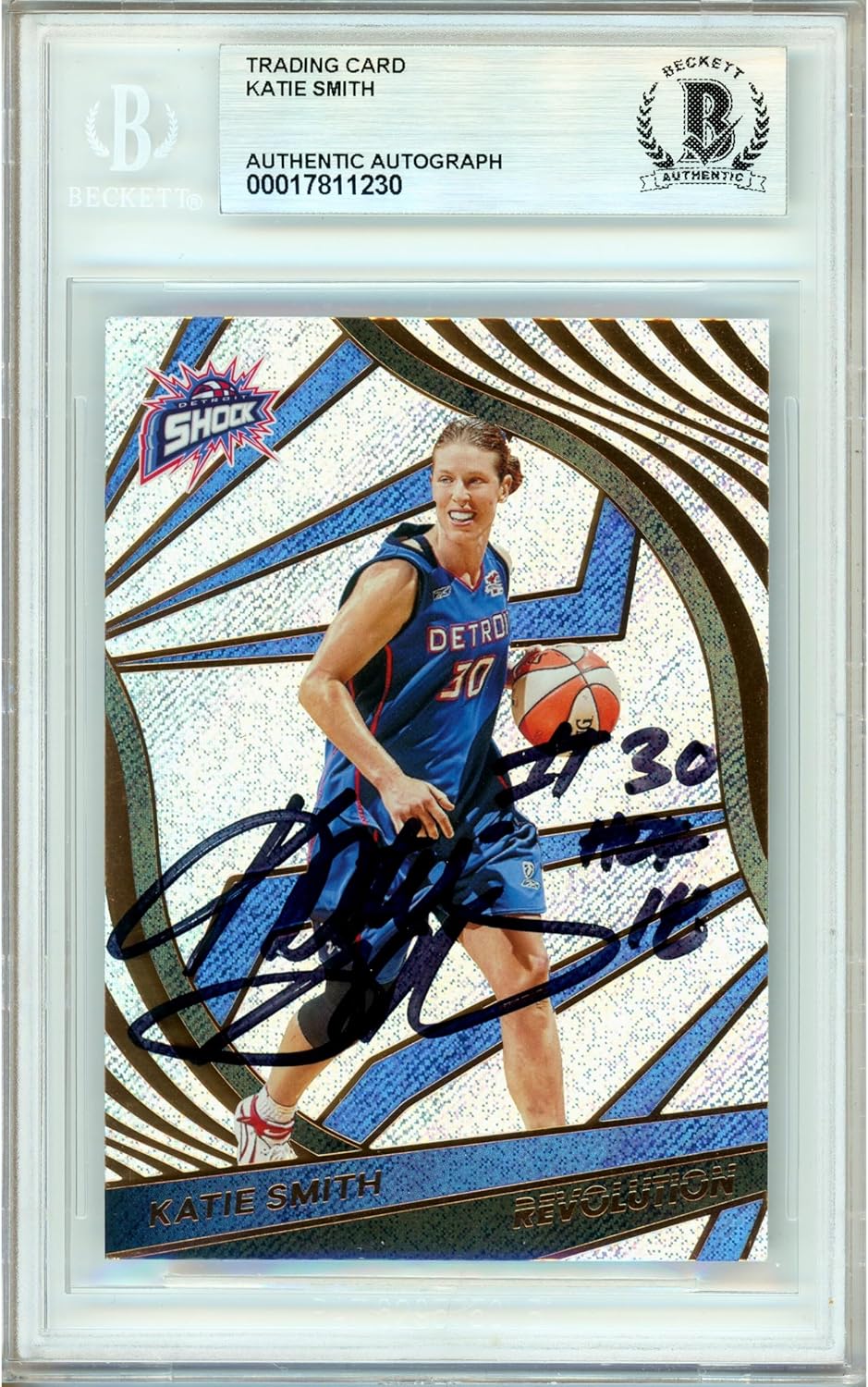 Katie Smith Autographed 2022 Donruss WNBA Revolution #86 Basketball Card Slabbed Beckett BAS Authentic Slab COA Played For Detroit Shock