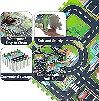 Vista 3 de Alfombrilla de espuma para bebé, piezas de espuma entrelazadas, rompecabezas de pista de carretera urbana 12 piezas