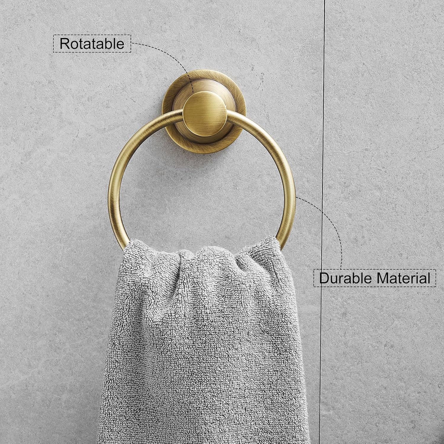 Hoimpro Antique Brass Towel Ring Toilet Paper Holder 2 Set, Double Bathroom Hardware Fixtures Toilet Roll Tissue Holder, Hand Towel Bar Towel Rack Rv Accessories, Sus304 Stainless Steel, Wall Mount