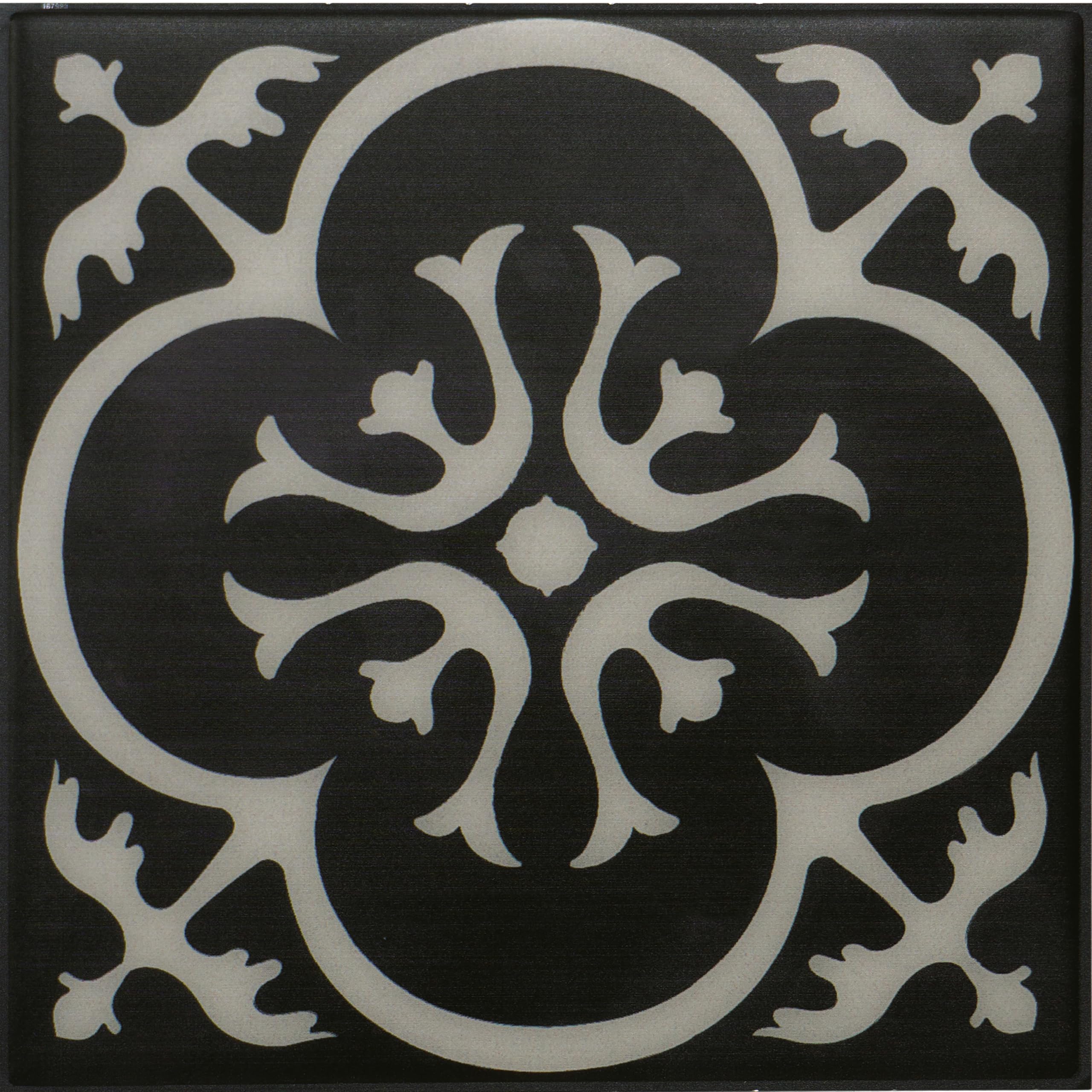 Smart Tiles Black & Cream Stick On Splashback Tiles, Square 9"X9"