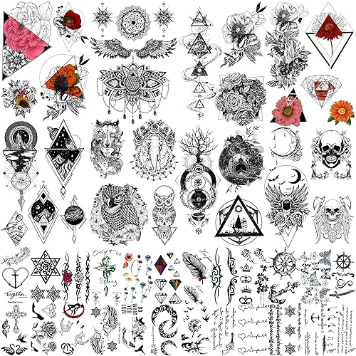 Yazhiji 32 PiezasLote Rico Tótem Flor Rosa tatuaje temporal pegatinas para mujeres hombres niñas sexy arte cuerpo grande brazo torre dibujo girasol