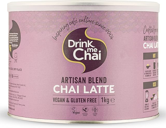 Drink Me Chai Artisan Blend Chai Latte 1kg (Pack of 1) Just add Milk, Vegan Chai Latte Powder (50 Servings)