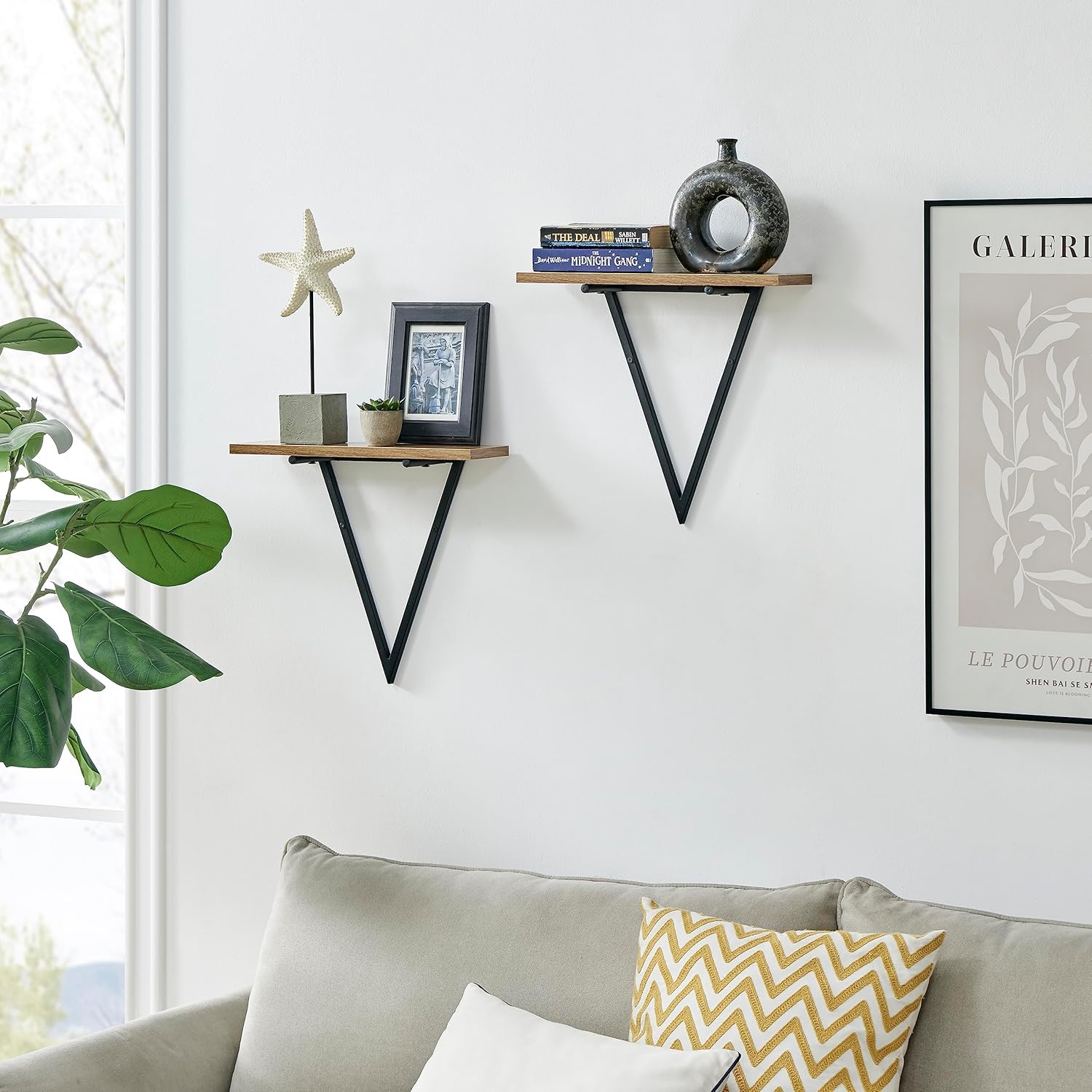 Triangle Accent Wall Shelf - Metal Frame by Danya B.