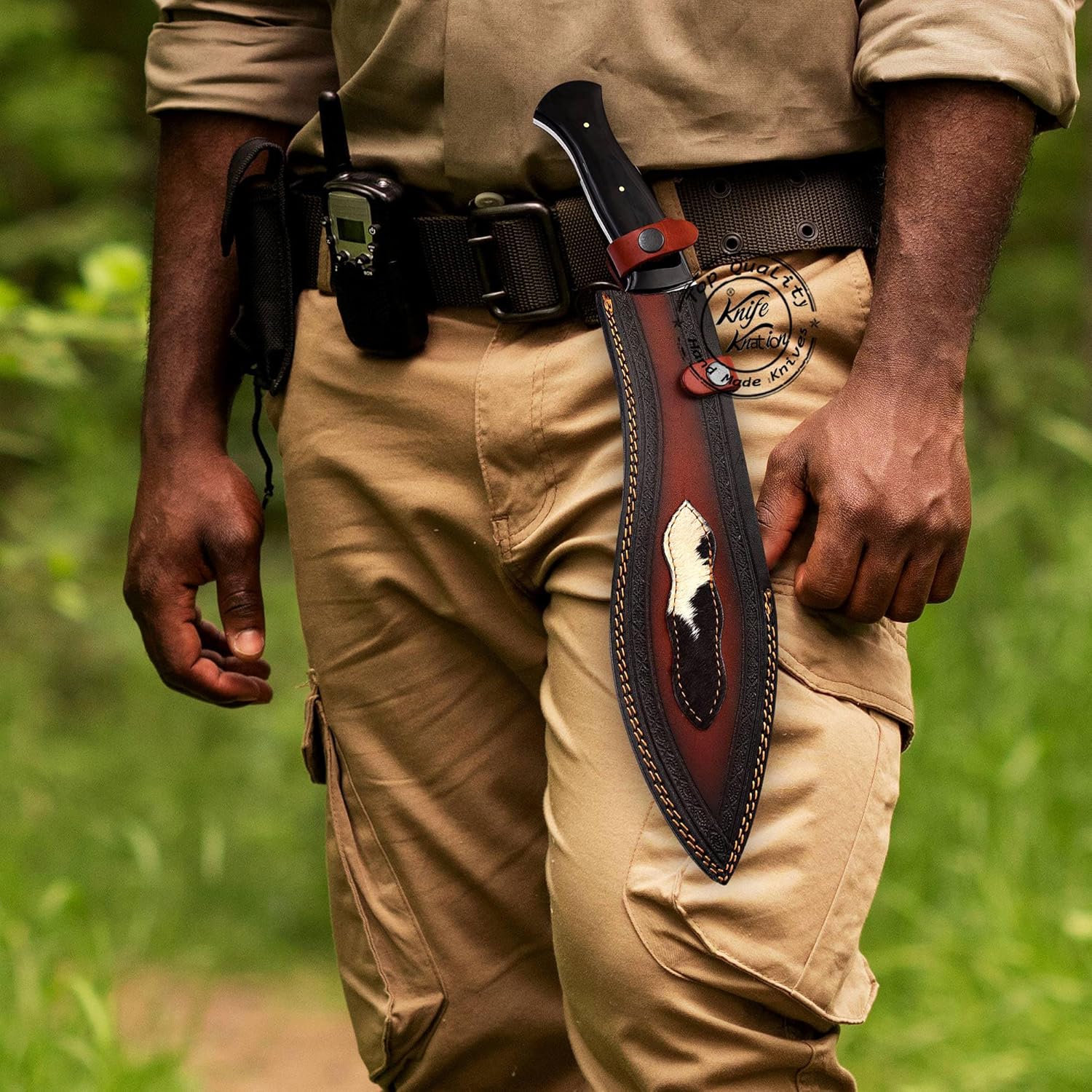 Custom Handmade Stainless Steel Kukri Bowie Hunting Knife, Fixed Blade Knife, Bowie Hunting Knife, Hunting Knife, Camping Knife, Bushcraft Knife, Knife with Premium Leather Sheath, KKH-41