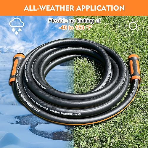 Miniatura 5 de Manguera de jardín híbrida de 50 pies x 58 pulgadas, resistente, flexible, ligera, resistente a las torceduras con mango de agarre giratorio,