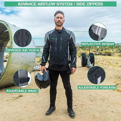 Miniatura 2 de Nomad Chaqueta de motocicleta para hombre, Ironborn Biker Jacket, Cruiser Sportsbike Enduro Chaqueta de equitación para hombre con protección de