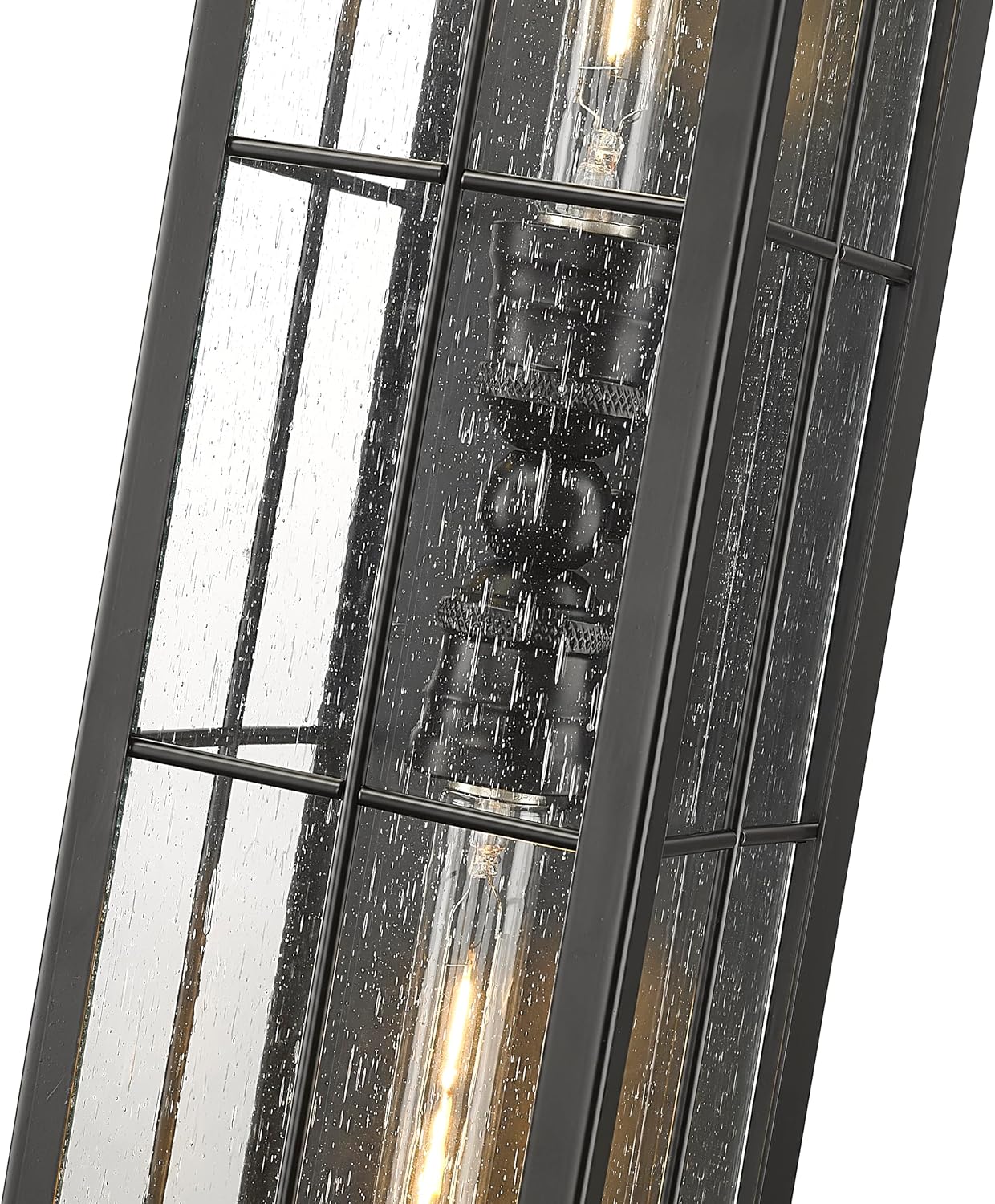 ML Lighting | Jaxson Collection | 10812-PBK | 2 Light Outdoor Wall Sconce in Powder Coated Black with Clear Seeded Glass Shade | Perfect for Walkways, Porches, Backyards, Patios, and Driveways