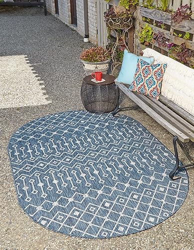 Vista 552 de Unique Loom Alfombra Colección enrejado Marroquí Celosía Transicional Interior y Exterior, Polipropileno Gris carbón/natural