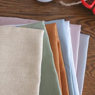 Simple&Opulence 4피스 100% 리넨 자수 원단, 프리컷 38.1cm(15인치) 정사각형, 단색 자연 순수 리넨 천 원단, 바느질, 바느질, 퀼팅, DIY 의류 공예 액세서리(리넨)