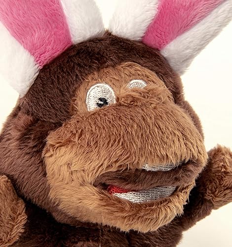 Vista 5 de goDog Flips - Juguete de peluche para perros con diseño de mono-conejo, silencioso y chirriante, tecnología Chew Guard, color marrón, talla S