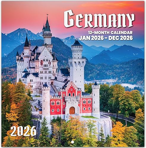 2026 Calendar,Germany Monthly Wall Calendar 2026 Runs from Nov 2025 – Dec 2026, Hanging Wall Calendar, 11.6" x 24"Opened, Full Page Layout for Organizing, Perfect Present