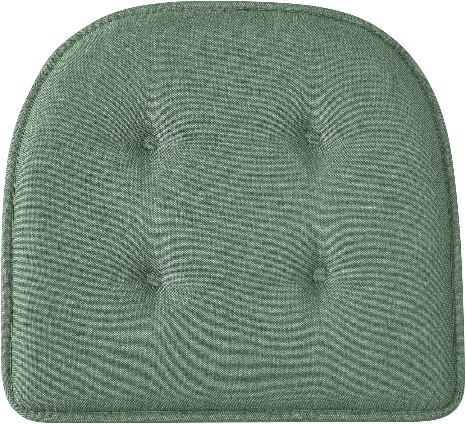Marina Decoration Premium Thick Comfortable Cushion U-Shaped Memory Foam Chair Pads Tufted Nonslip Rubber Back Seat 17 x 16 Inch Indoor Seat Cover for Office, Kitchen Chairs, 2 Pack Green Color