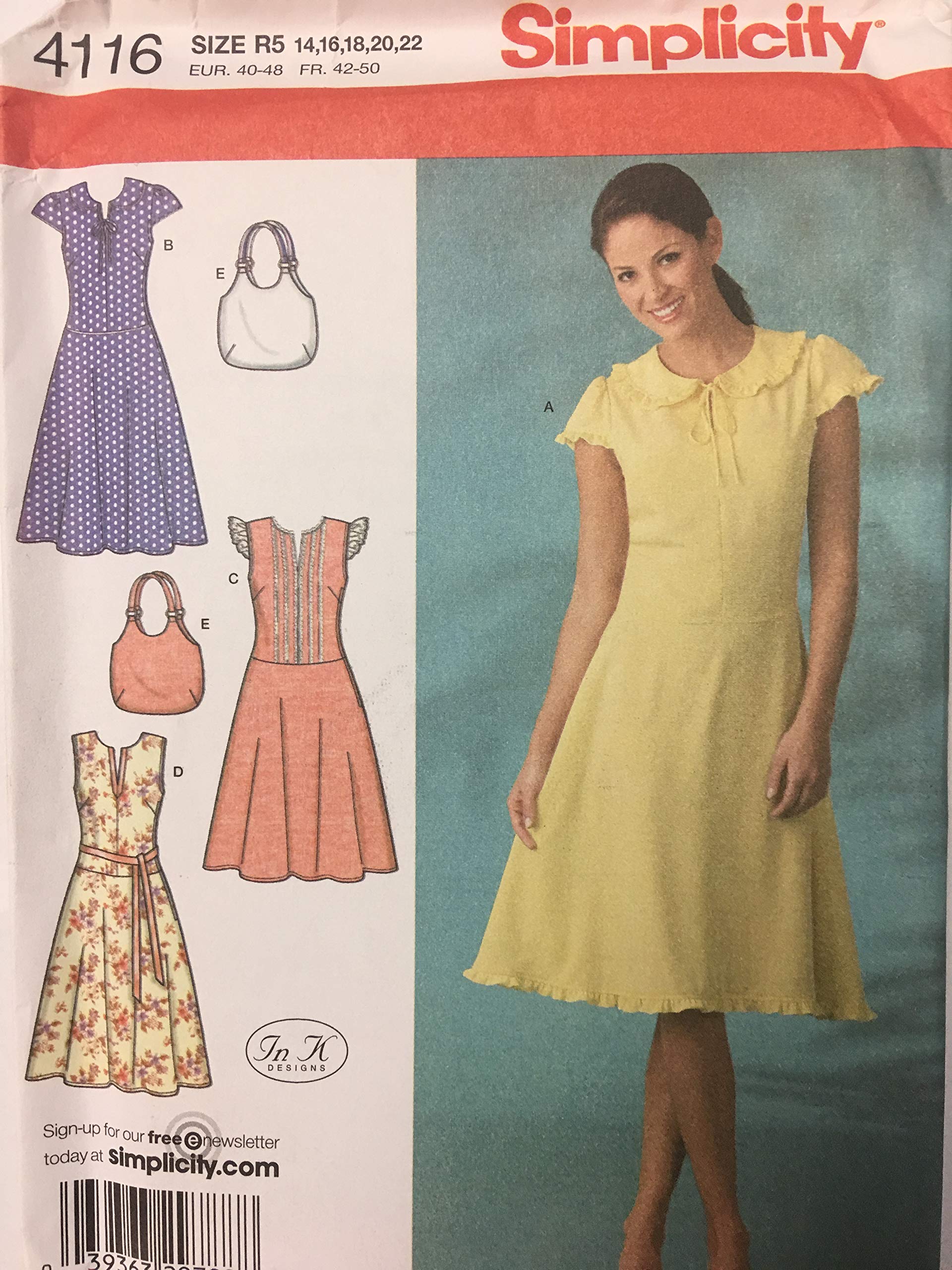 Cartamodello Simplicity 4116 - Cartamodello per abiti, taglia R5 14-22 (40-42-44-46-48)