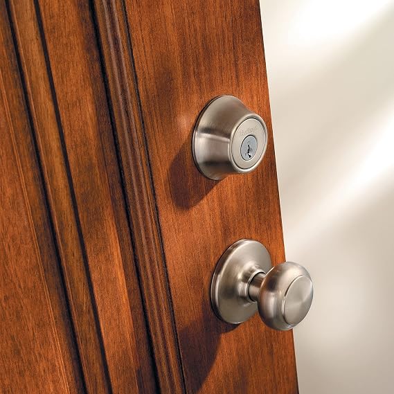Kwikset 96600-575 Single Cylinder Deadbolt with SmartKey, Satin Nickel Finish