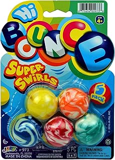 JA-RU Super Hi Bounce Balls (1 Pack, 5 Balls Each) Fidget Bouncy Ball Small Toys Party Favors for Kids Toy. Racketball Bulk Classroom Prize Premium Birthday Gift Includes Sticker 973-1p