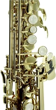 Sky Band Approved Bb Gold Plated Soprano Saxophone with Lightweight Case, Gloves, Cleaning cloth and rod, and Mouthpiece, beautiful Sound