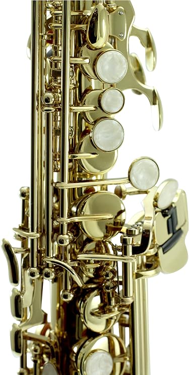 Sky Band Approved Bb Gold Plated Soprano Saxophone with Lightweight Case, Gloves, Cleaning cloth and rod, and Mouthpiece, beautiful Sound