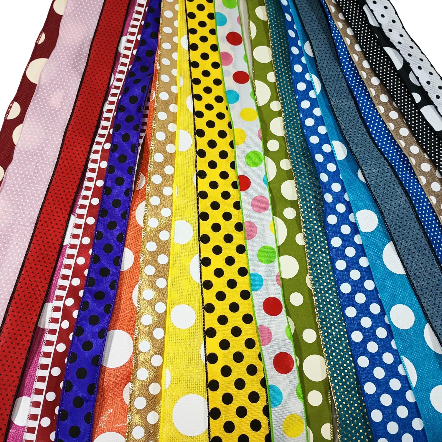 20 Yards Assorted Fabric Wired Edge Ribbon 1.5” and 2.5” Bulk Variety Pack (20 Assorted Ribbons, Pre-Cut to 1 Yard Each – Styles and Textures May Vary) (Fun Prints), RA001