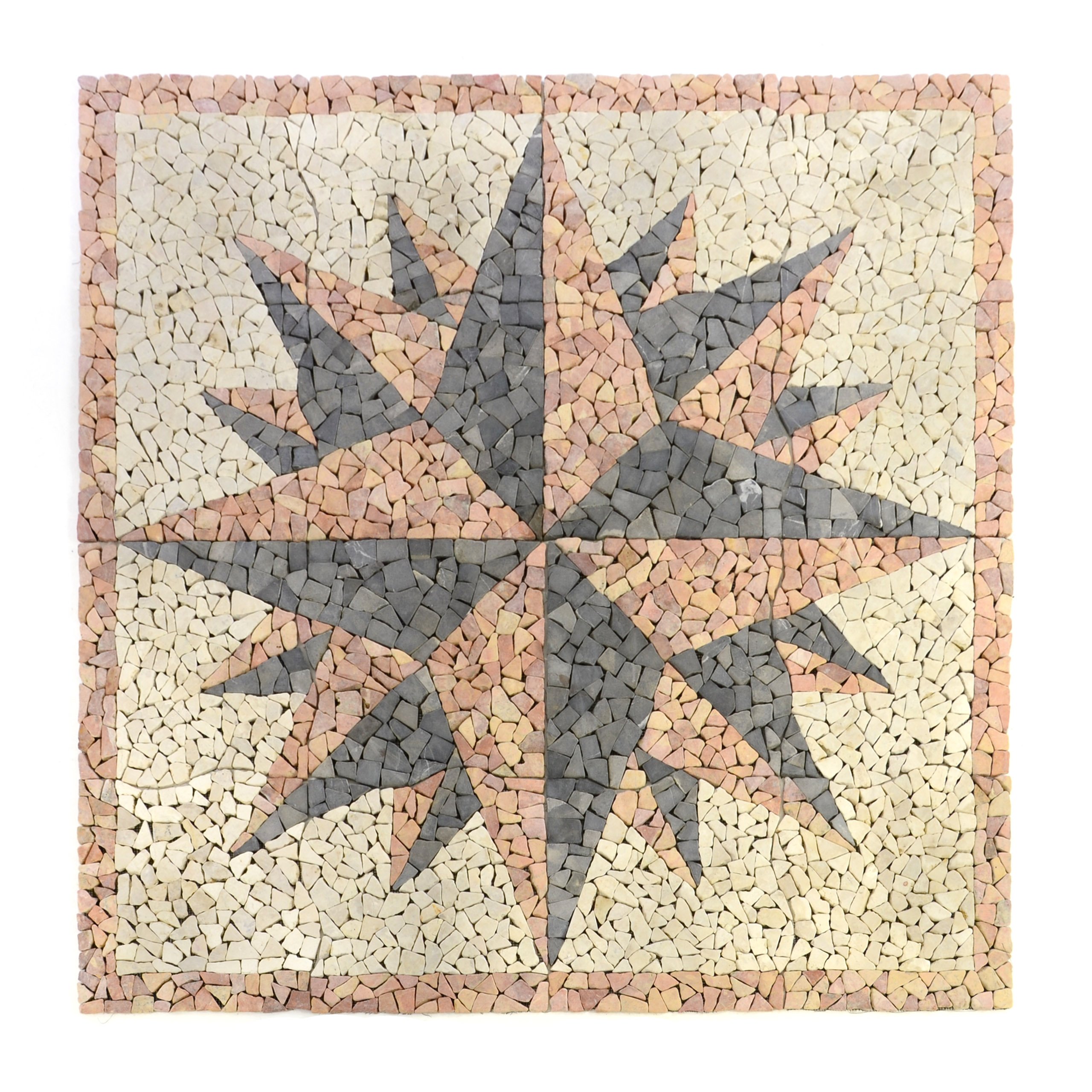 DIVERO Fliesen-Mosaik Rosone aus Marmor – Farbe: creme-grau- rosé - 120 x 120 cm