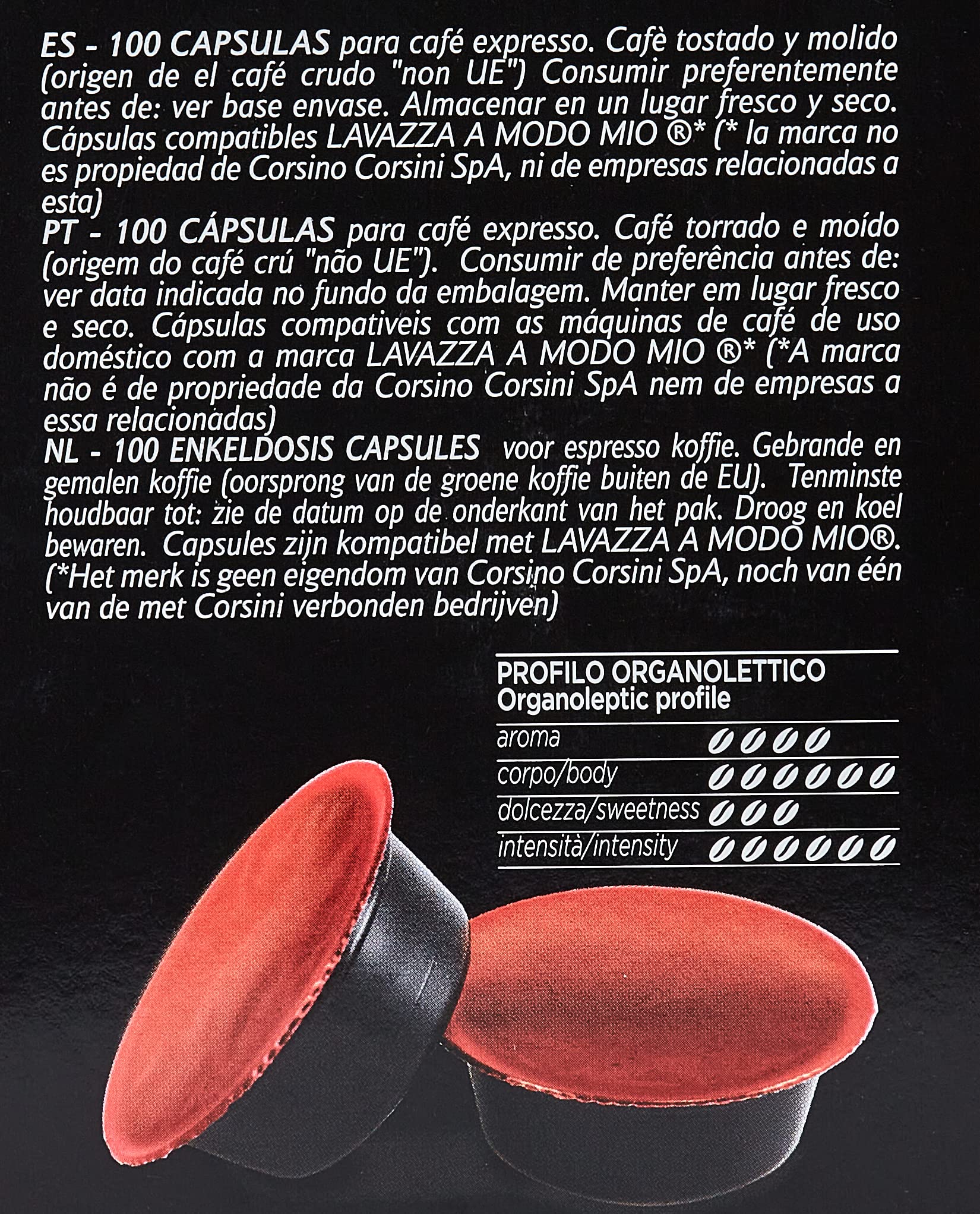 Caffè Corsini Classico Italiano, Capsule Compatibili Lavazza, A Modo Mio, Da 7.5 Grammi Di Caffè Macinato, 100 Unità, Confezione da 1