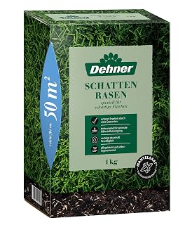 Dehner Saatgut Schattenrasen, hochwertige Rasensamen schnell keimend/selbstregenerierend, ideal für schattige/halbschattige Flächen, FSC-zertifizierte Verpackung, 1.25 kg für ca. 50 m² - Amazon product rated Grade A