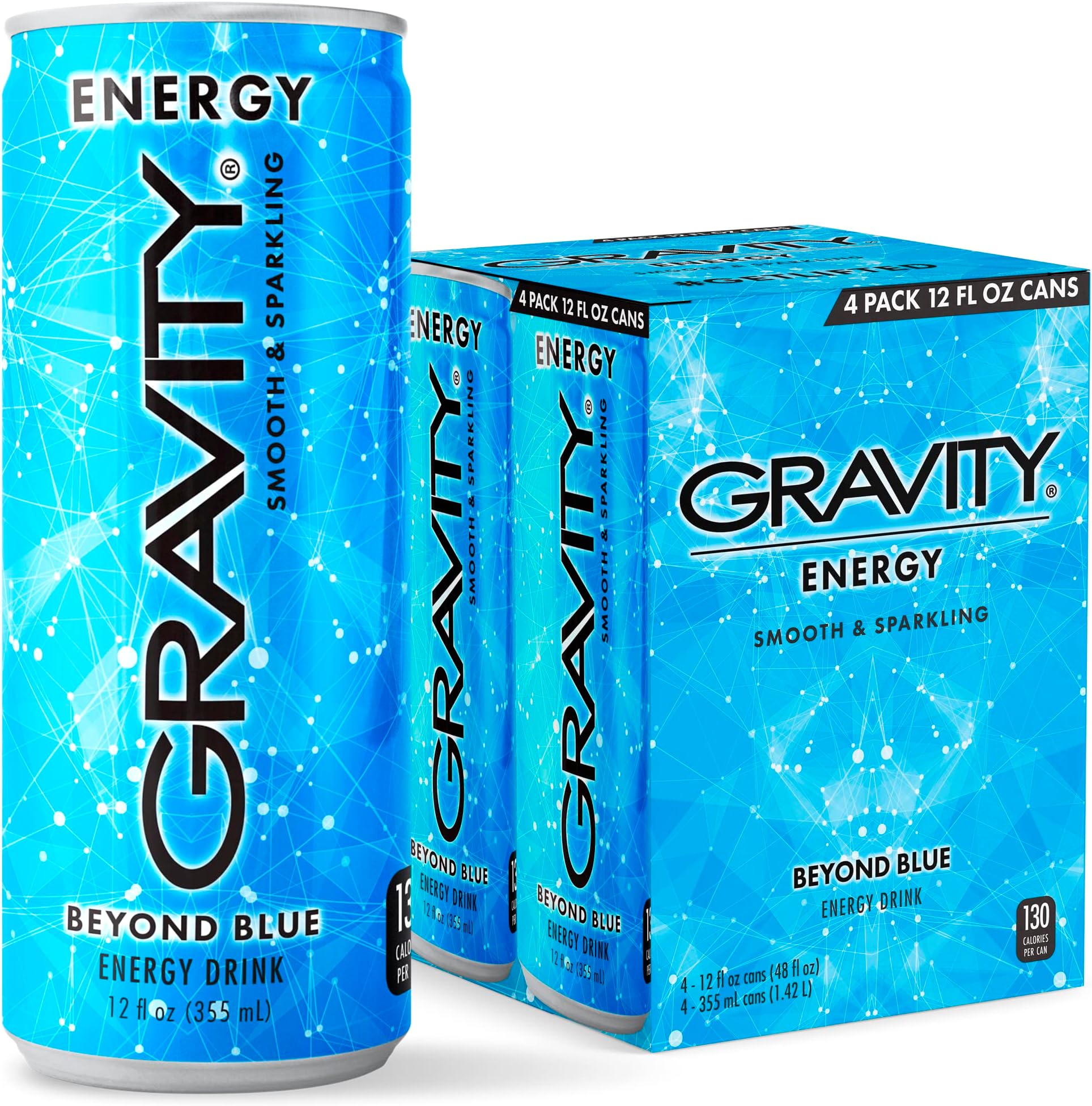 Gravity Energy Drink, Beyond Blue, 12 Fl Oz (4 Pack), Real