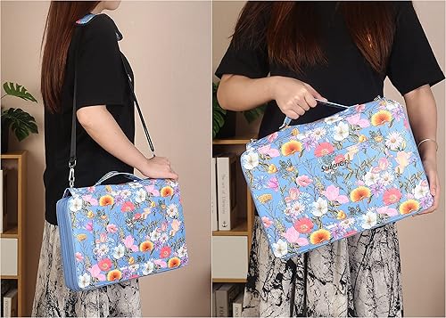 Miniatura 9 de Shulaner Estuche para lápices de colores, 128 ranuras grandes con capacidad para 384 lápices o 256 bolígrafos de gel con cierre de cremallera de 4