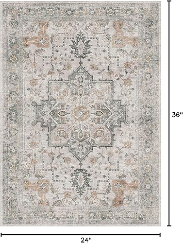 Miniatura 2 de GENIMO Area Rug 2x3 Doormat, Machine Washable Low Pile Rugs, Small Retro Chenille Entryway Mat for Entrance, Hallway, Kitchen and Corridor, Light
