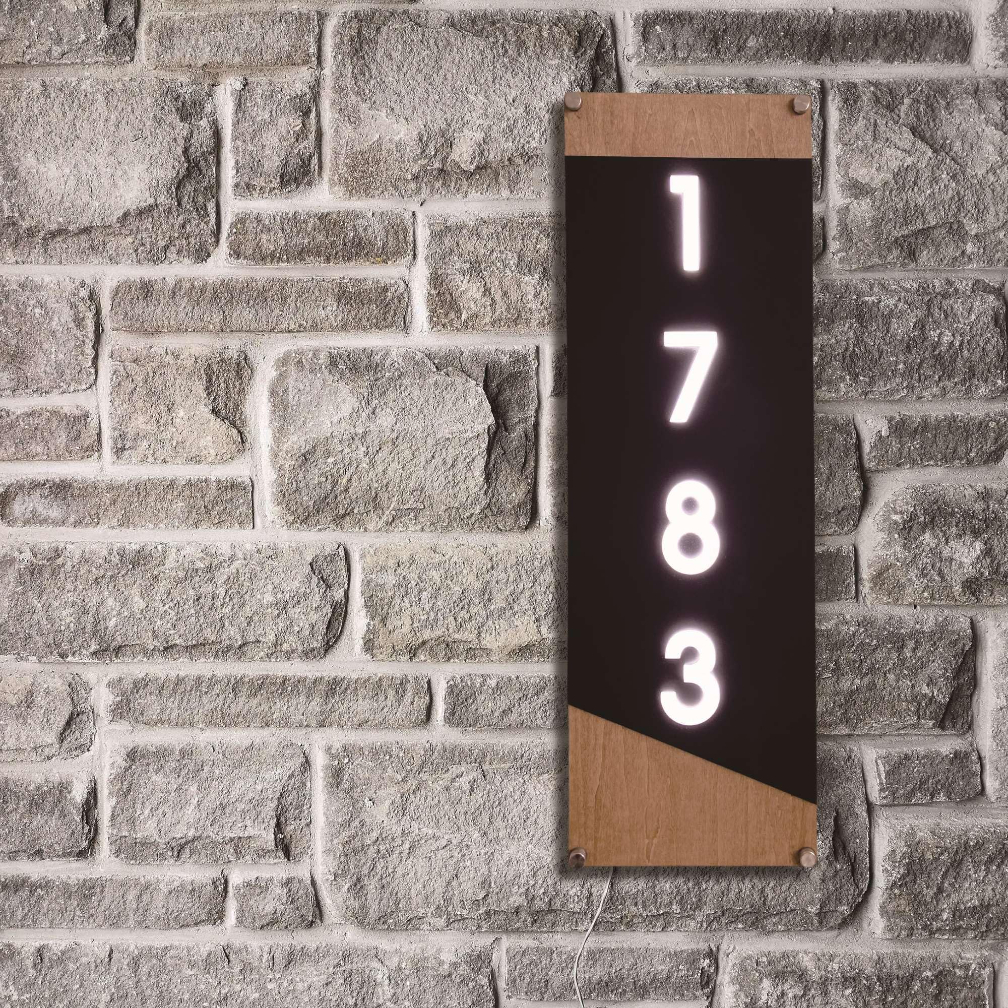 Hausnummer mit LED-Licht, personalisiertes Acrylholz für den Außenbereich, beleuchtete Adressschilder für Zuhause, dekoratives Hausnummernschild, wasserdicht und langlebig