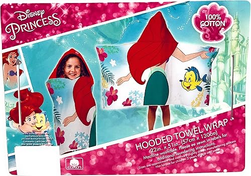 Jay Franco Disney Princess Kids - Toalla con capucha para baño/piscina/playa