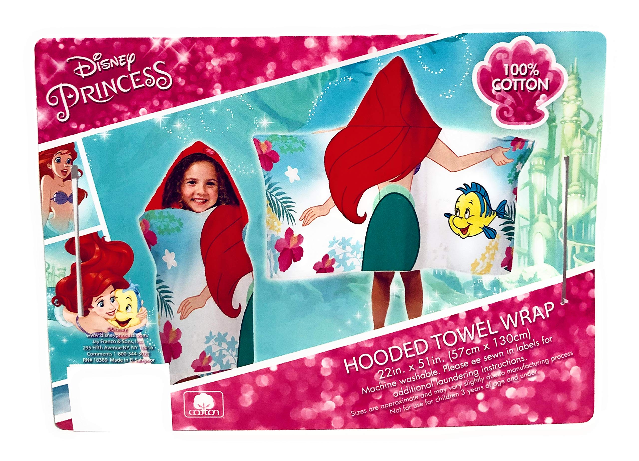 Jay Franco Disney Princess Toalla con capucha para baño/piscina/playa para niños