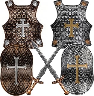 Crusaders Medieval Knight Armor Props Set Including Chest Plate Shield and Swords for Kids