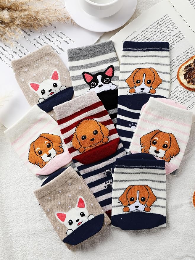 Fourluoo 5 Pares Calcetines Mujer Gato Divertidos Tobilleros miniatura 3