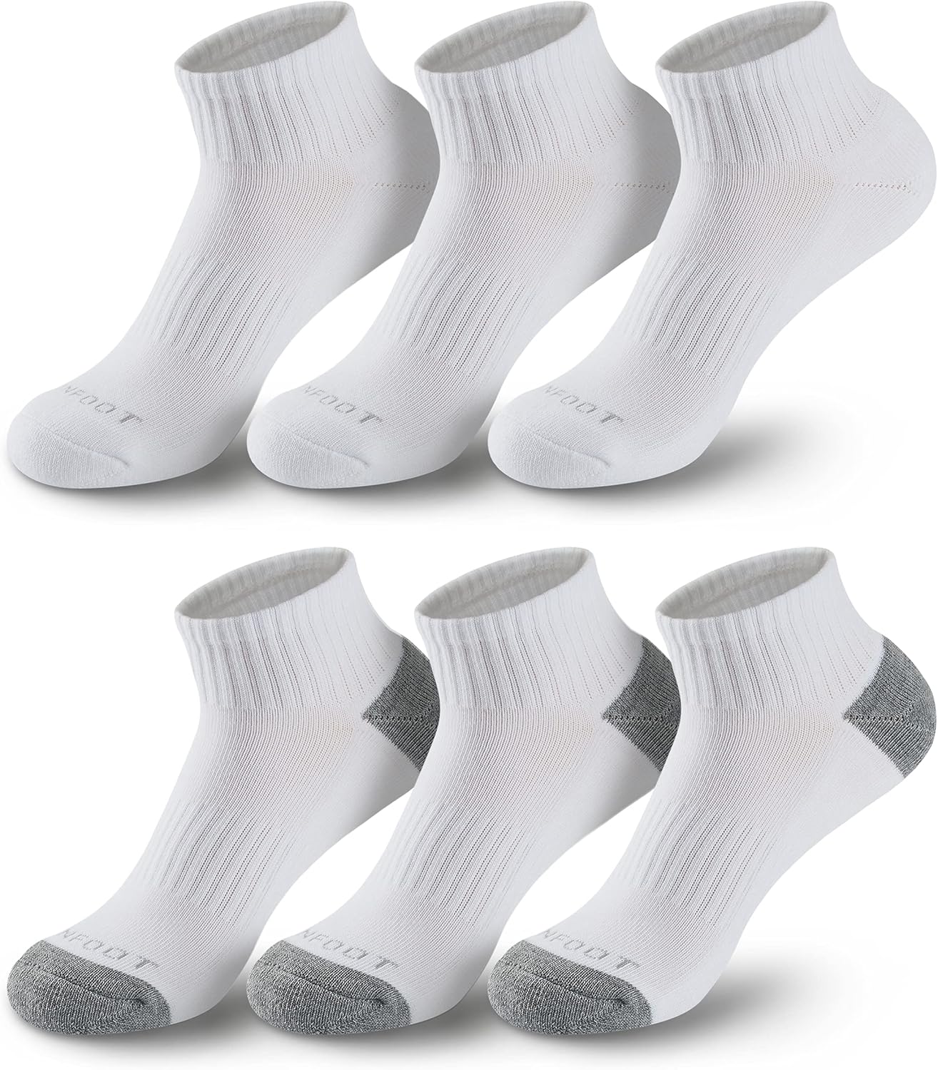 MONFOOT Men's/Women's 6 Pairs Daily Cushion Comfort Fit Performance Quarter Ankle Socks Multipack