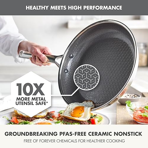 Miniatura 3 de GreenPan Sartén híbrida antiadherente de acero inoxidable de 10 pulgadas, APEX Tri-Ply Thermobond sin PFAS, compatible con inducción y todas las