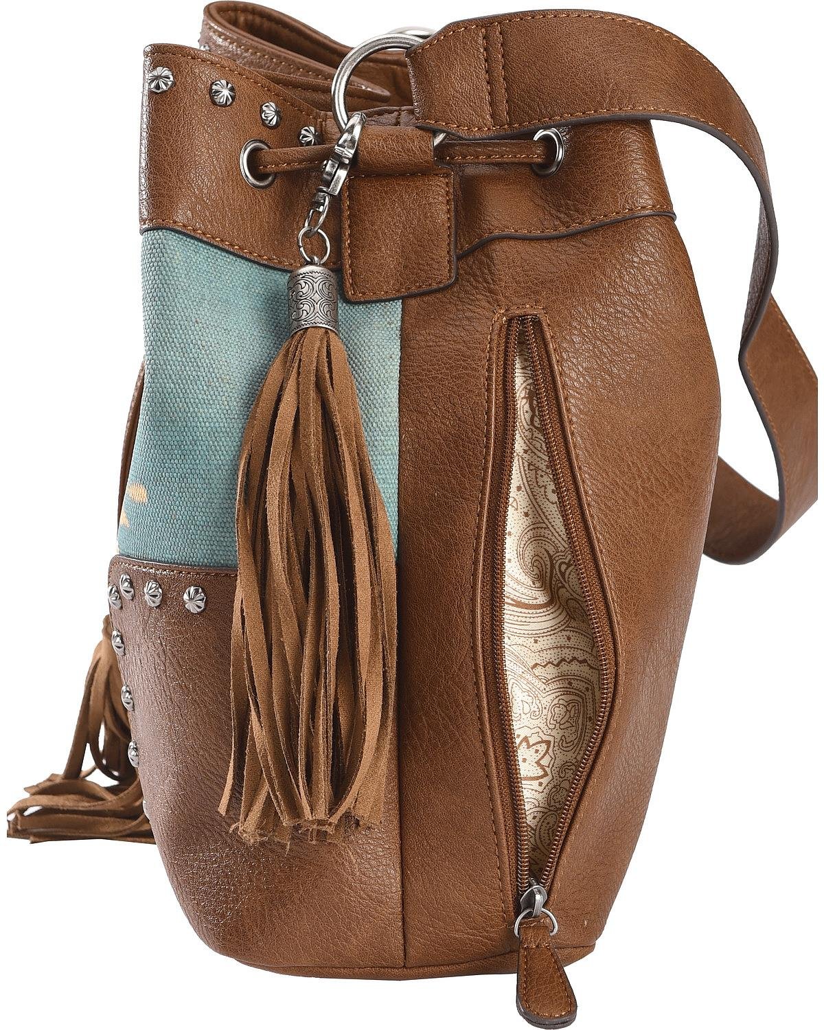 Blazin Roxx Women's Zapotec Southwestern Print Drawstring Bucket Bag Brown One Size