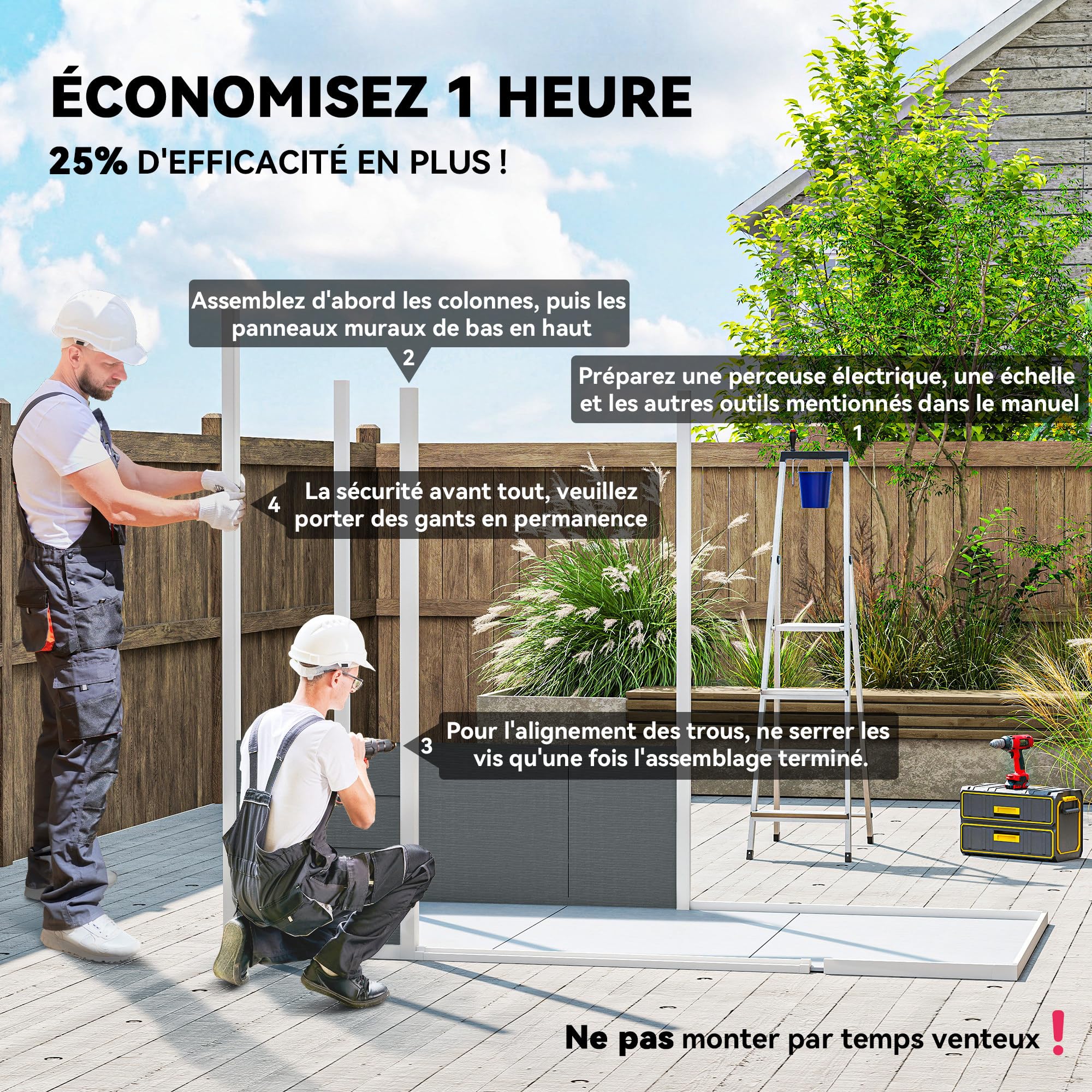 Outsunny Abri de Jardin 2,54 m² cabane de Jardin extérieur 2,4 x 1,3 m cabanon Rangement Outils avec Fondation, fenêtre, Portes verrouillables et 2 aérations, abri à Outils en Aluminium et PP, Gris