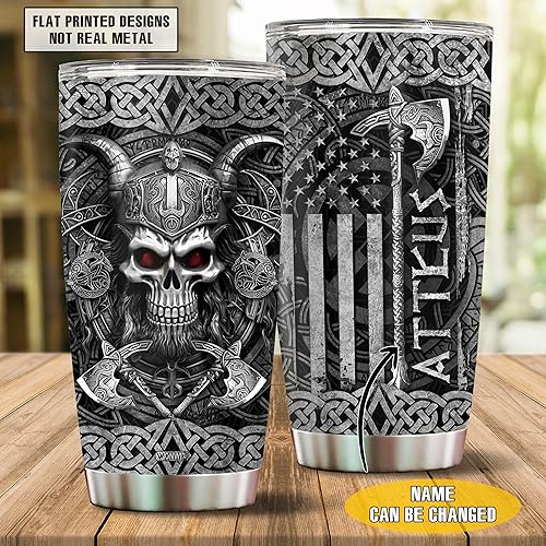 Miniatura 2 de Regalos vikingos personalizados para hombres, papá, taza de café aislada de acero inoxidable de 20 onzas, vaso térmico con tapa, regalo de Navidad,