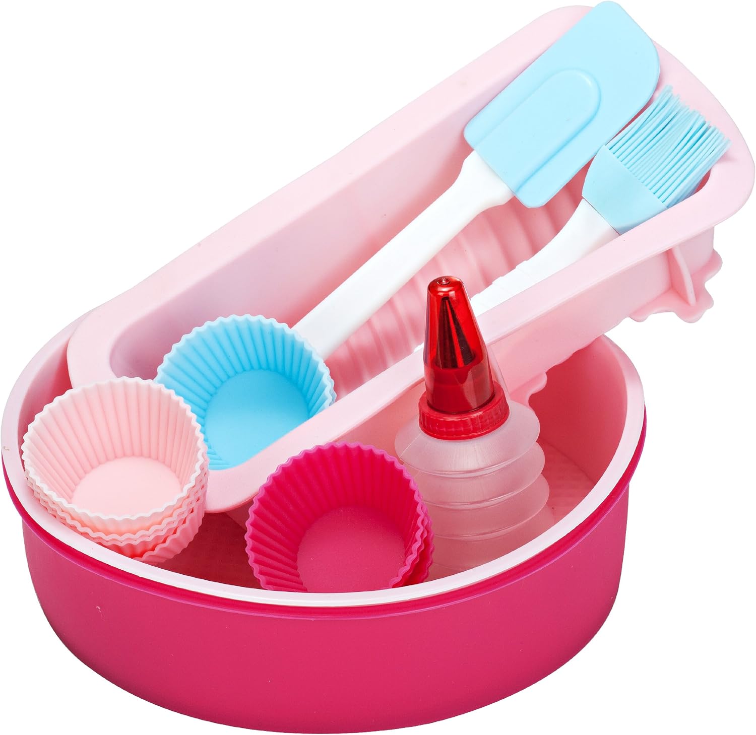 Vonshef 18 Piece Silicone Bakeware Baking Set - Cupcake, Round Cake, Bread Molds, Icing Decorator + Spatula & Pastry Brush
