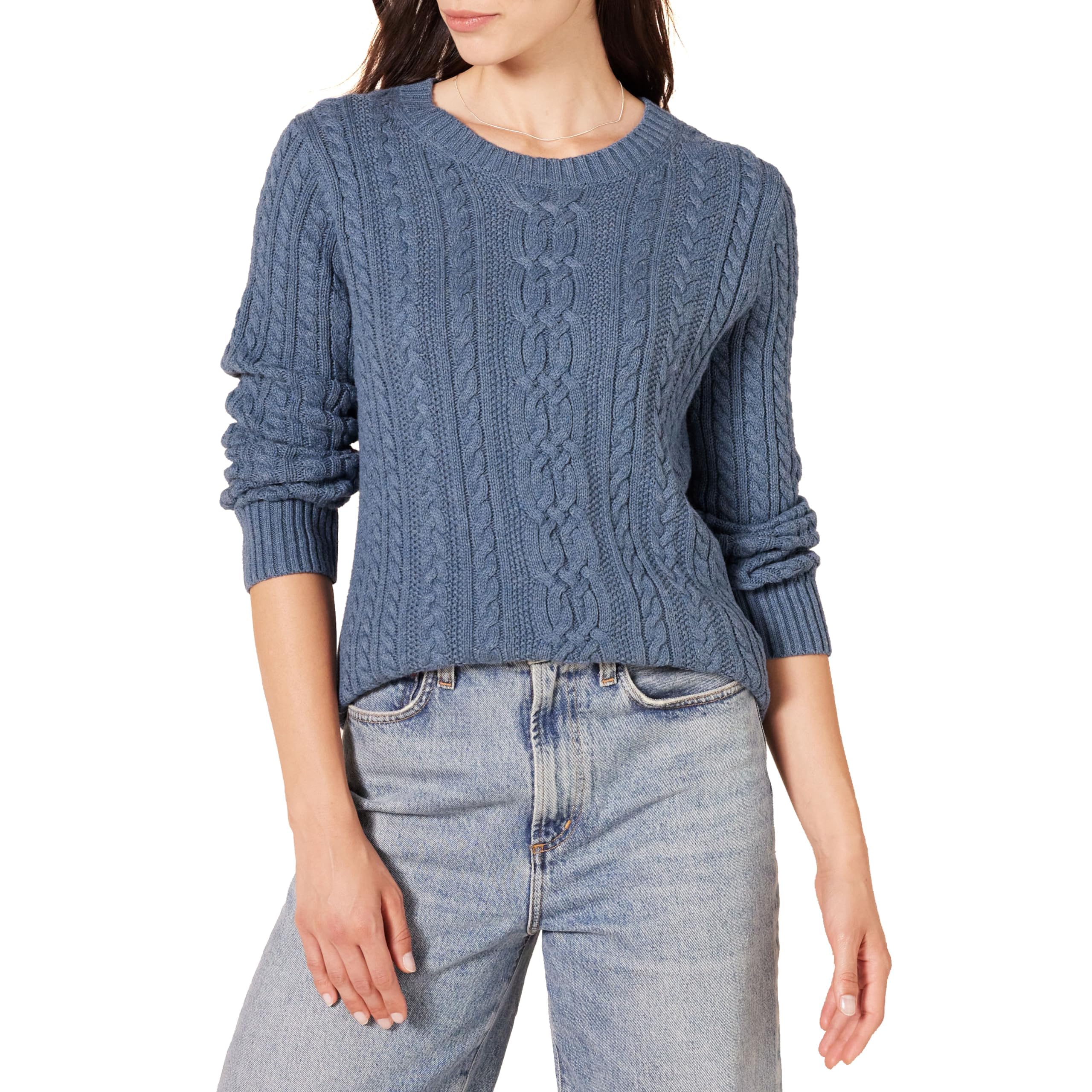 Amazon Essentials Women's Soft Fisherman Cable Knit Crewneck Sweater
