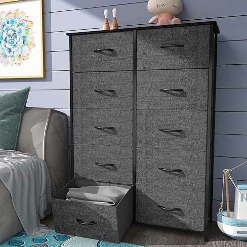Miniatura 4 de YITAHOME Paquete de 10 cajones - Torre de almacenamiento de tela y cómoda con cajones (carbónnegro gris)