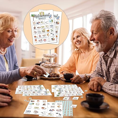 Miniatura 5 de Tarjetas de bingo de jubilación, juego de jubilación para 24 jugadores, juegos de jubilación para actividades de oficina, recuerdos de fiesta de