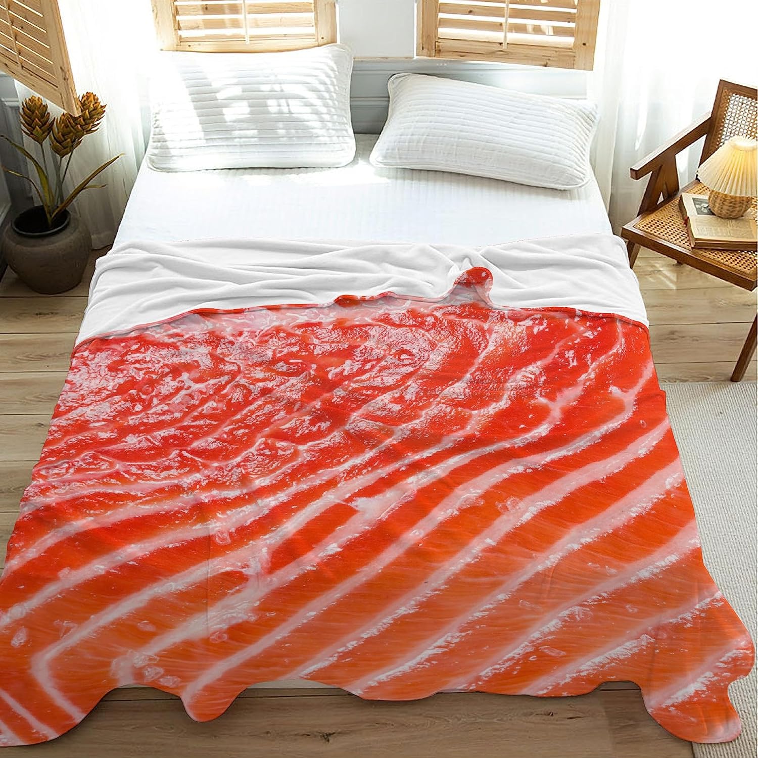 Salmon Blanket Lovers Gift for Girls Boys Super Soft Flannel Blanket for Sofa Couch Bed- Plush Warm Cozy Bed Quilts Home Decor for All Seasons - 50"x60"for Throw/Travel