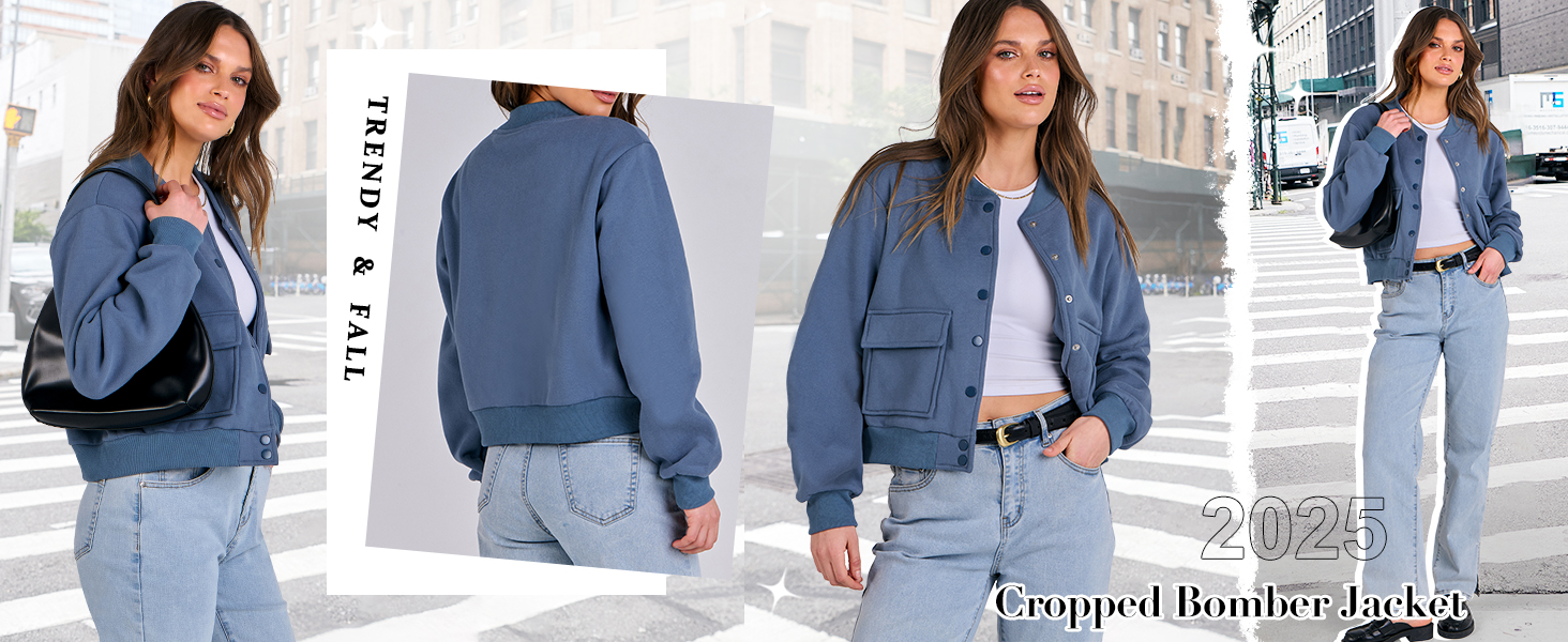 Amazon.com: ANRABESS Women Cropped Bomber Jacket 2025 Fashion