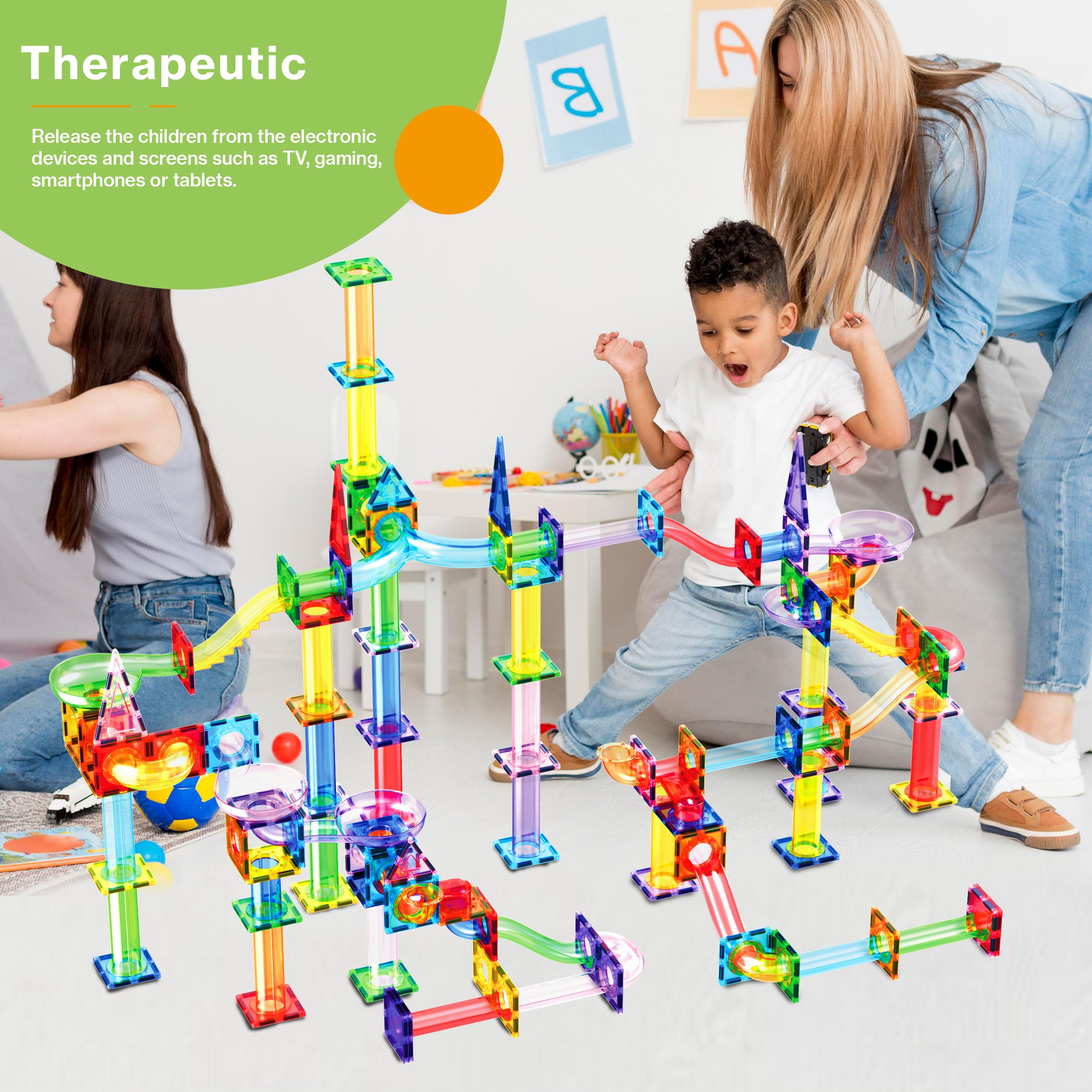 PicassoTiles 200 Stück Magnetische Kugelbahn Murmeln für Kinder Rennbahn Spielzeugset Marmor Labyrinth Sensorisches Spielzeug für Kleinkinder STEM Pädagogische Magnet Bausteine Konstruktion Bausteine