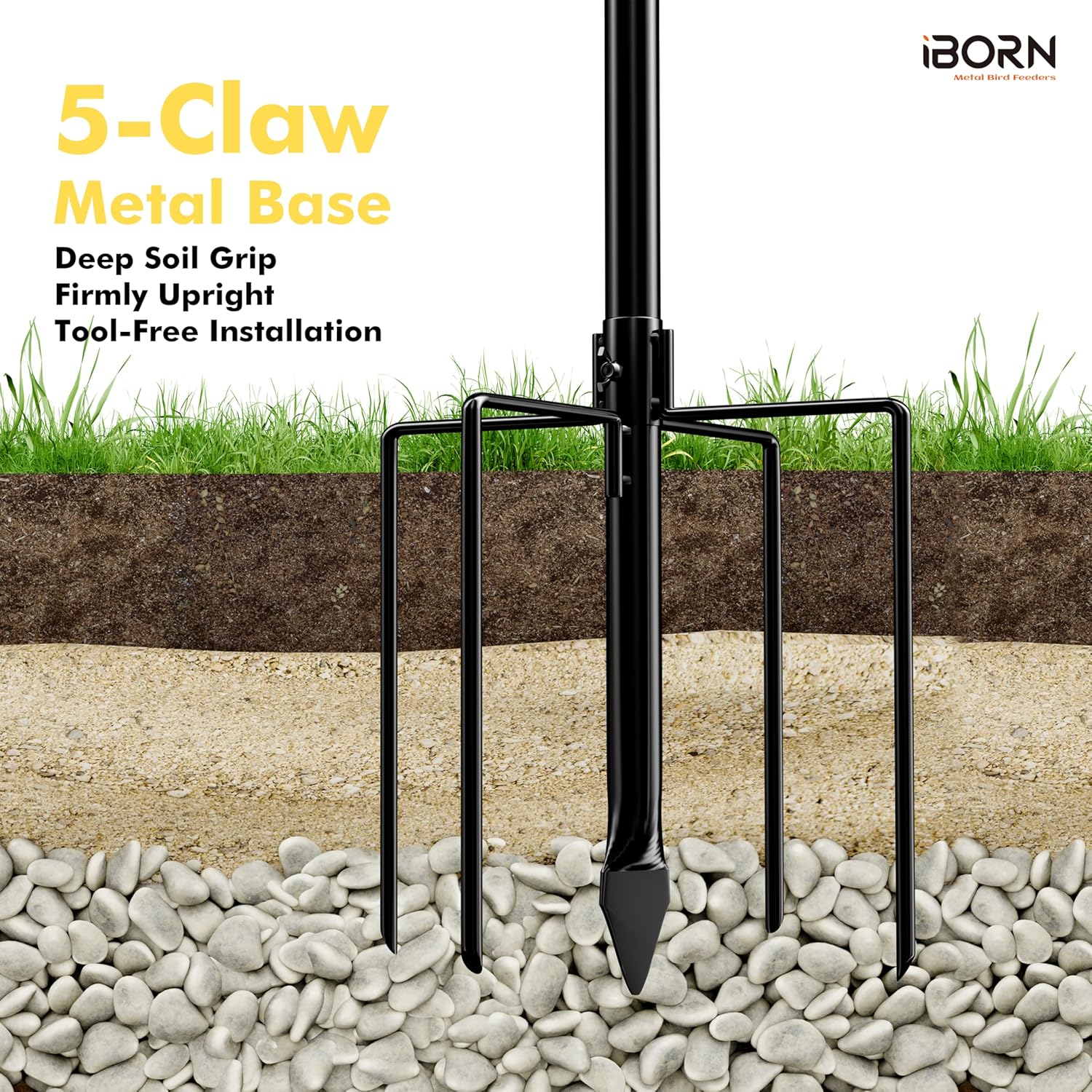 iBorn Freestanding Bird Bath for Outside, Metal Birdbath Bowl with 5-Pronged Base, 37.4" Ground Height Heavy Duty Detachable Bird Water Baths Vintage Garden Decor for Patio Yard Lawn, Bronze Finish