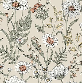 InHome 216 بوصة في 20.5 بوصة Spring Meadow Cream Peel & Stick Wallpaper