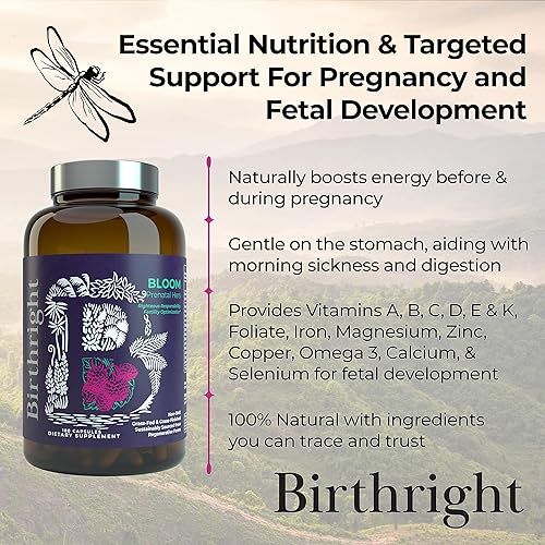 Miniatura 6 de Birthright Suplemento prenatal completo para el desarrollo fetal... Folato, colina + DHA, de hígado alimentado con hierba, huevos de pescado,