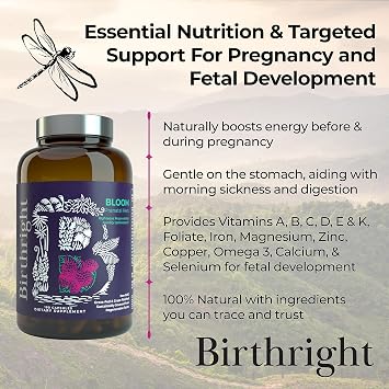 Birthright Bloom Prenatal Vitamins Whole Food, Grass-Fed Liver, 180 Count